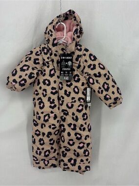 NWT The Children’s Place Leopard Print 3 In 1 Snowsuit Jacket Pink Girls 18-24M